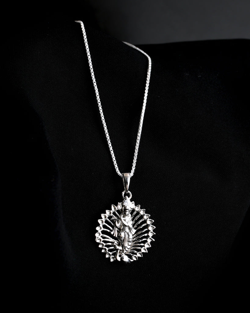 925 Silver standing Krishna pendant with chain