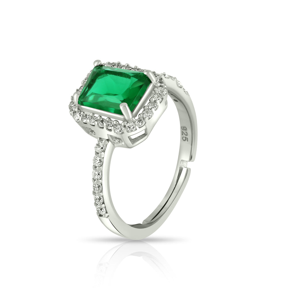 Pure 925 Silver Green Stone Elegant RING