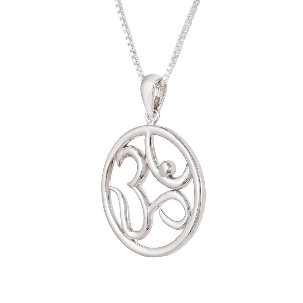 Pure 925 Sterling Silver Round Shape Om Pendant