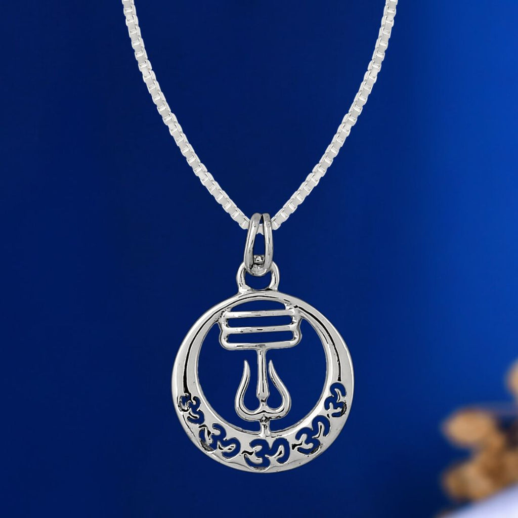 Pure 925 Silver Shiva Trishul Pendant For Men's