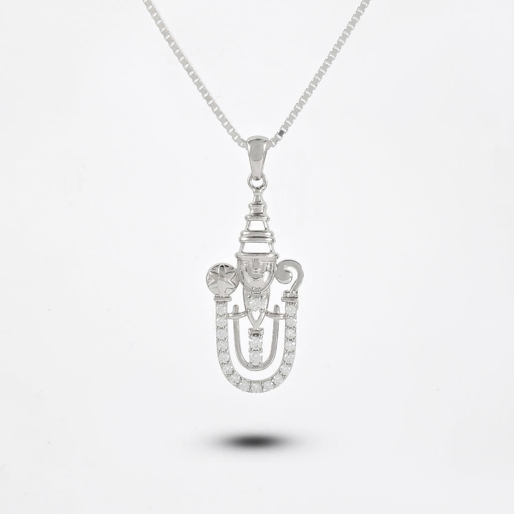 Pure 925 Silver Tirupati Balaji with Sparkling Stone Pendant with Chain | RadhaMahi
