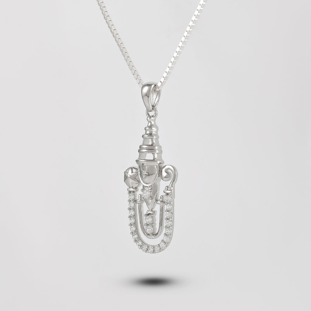 Pure 925 Silver Tirupati Balaji with Sparkling Stone Pendant with Chain | RadhaMahi