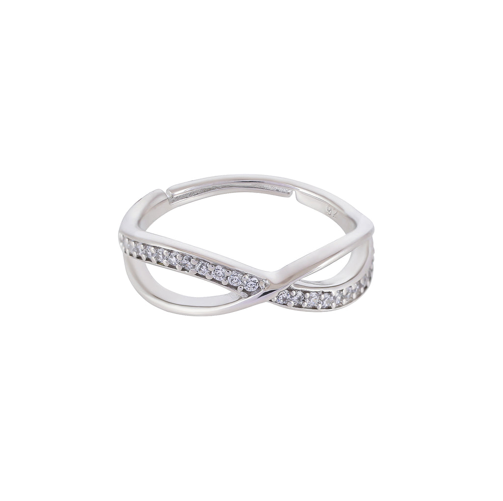Pure 925 Sterling Silver Infinity design with Cubic Zirconia Ring for Women's