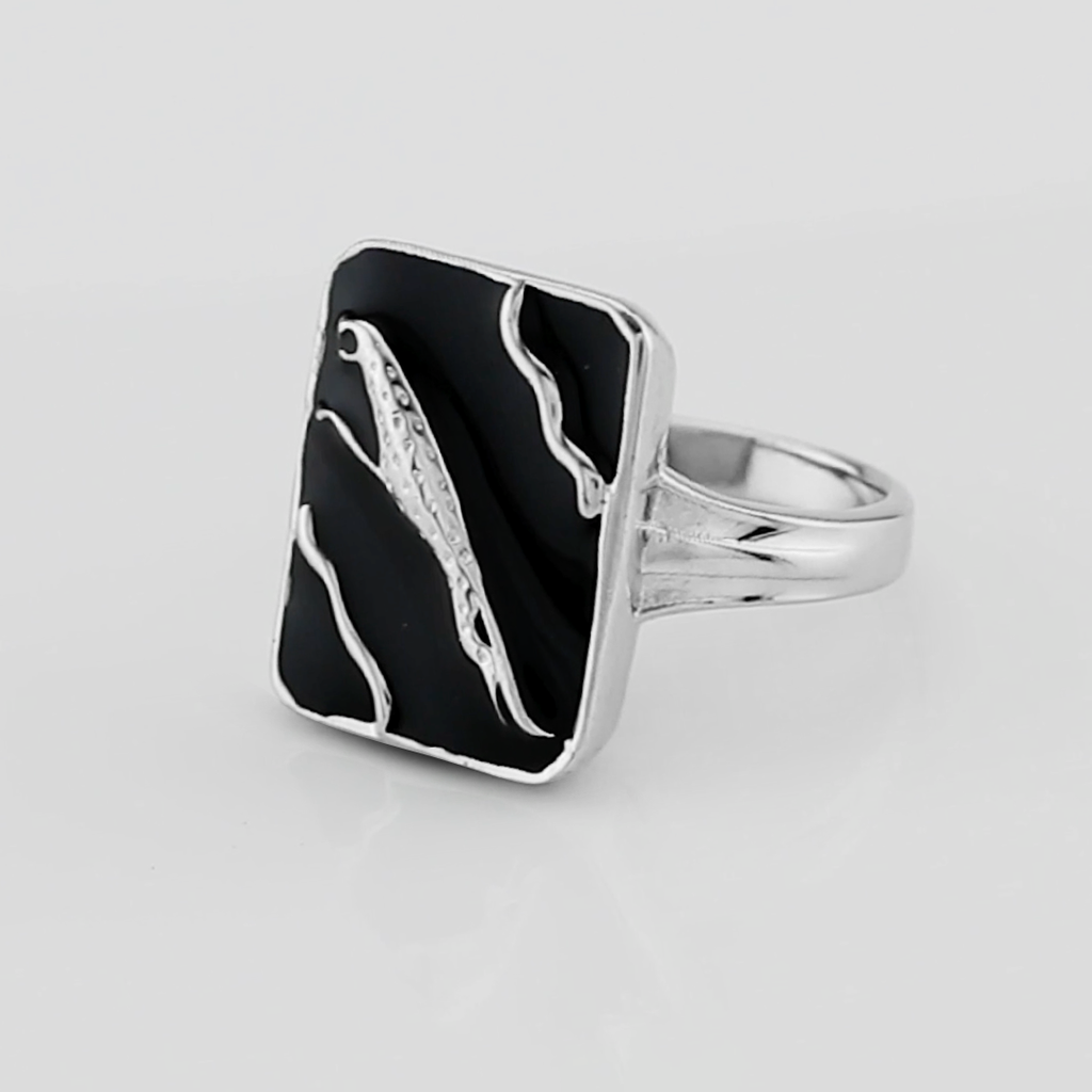 Pure 925 Sterling Silver Jaguar Symbol Rhodium Plated Men's Ring