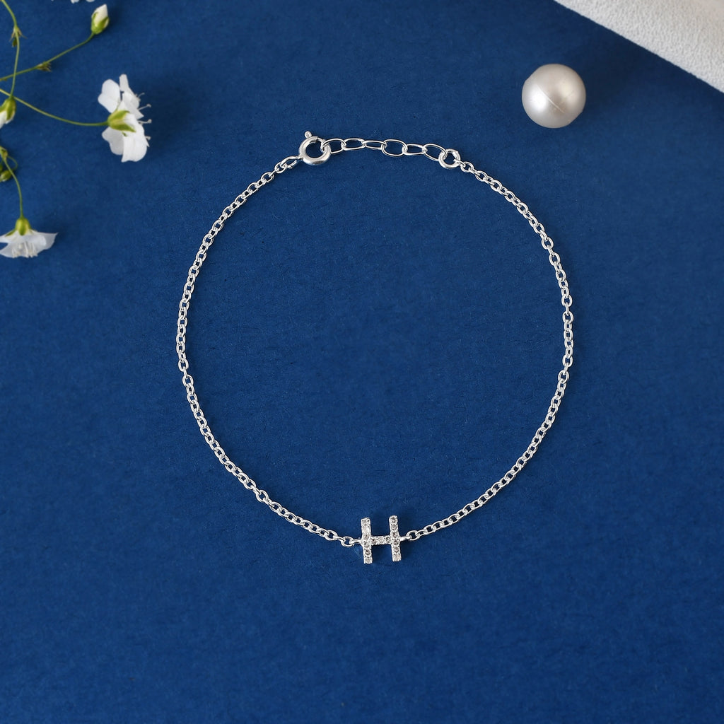 Pure 925 Sterling Silver H Letters Bracelet | RadhaMahi