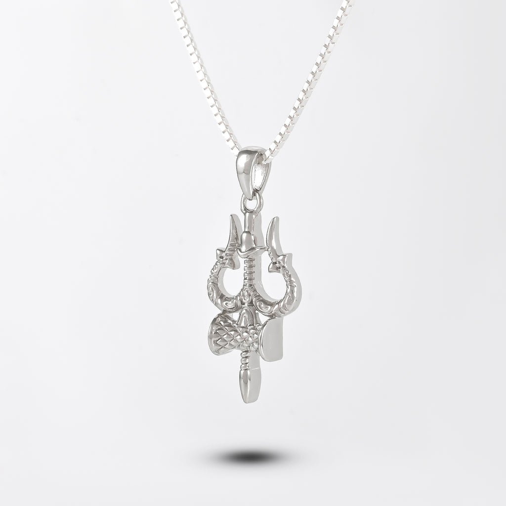 925 sterling silver handmade idol God Lord Shiva trident pendant, Mahadev pendant