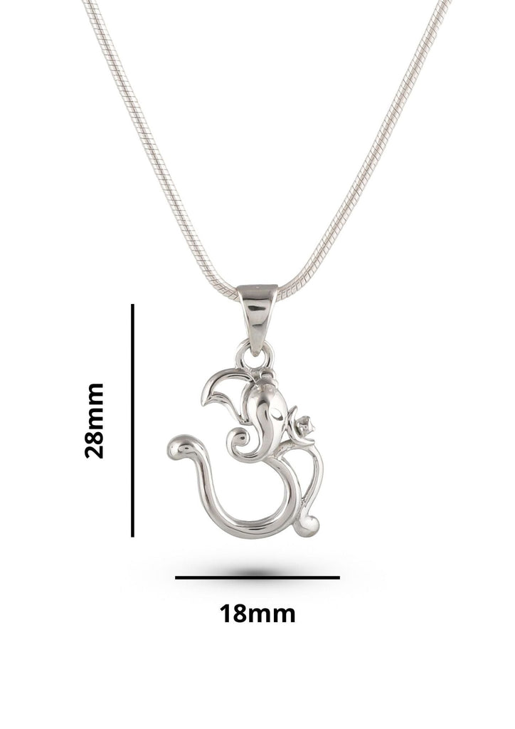 Pure 925 Silver OM Ganesha Pendant with chain unisex