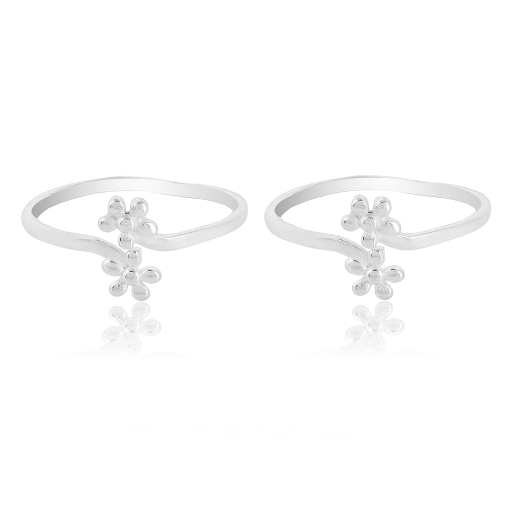 Pure 925 Silver Floral Toe Rings
