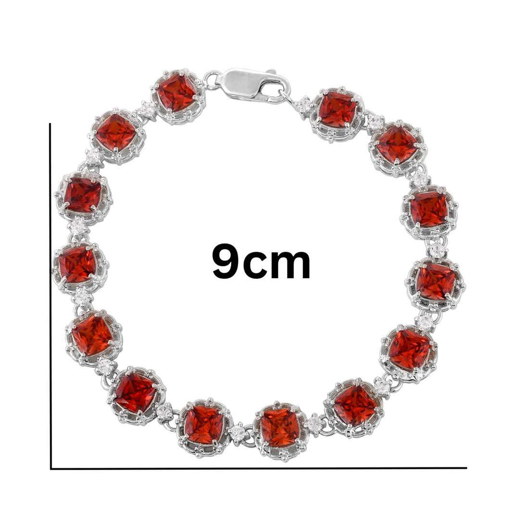 Pure 92.5 Silver Ruby Red Zircon Bracelet