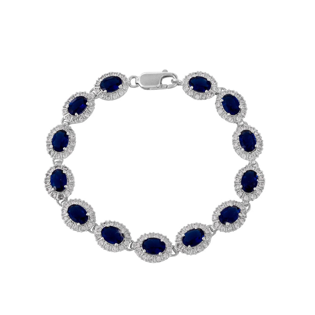 Pure 925 Silver Blue Sapphire Zircon Bracelet