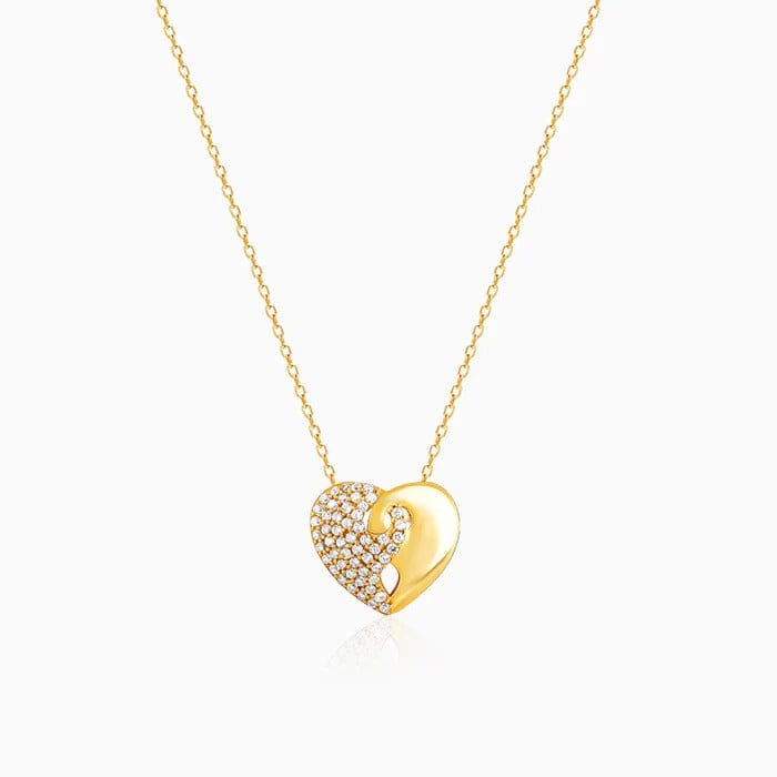 Pure 925 Silver Sparkling Heart Pendant Gold