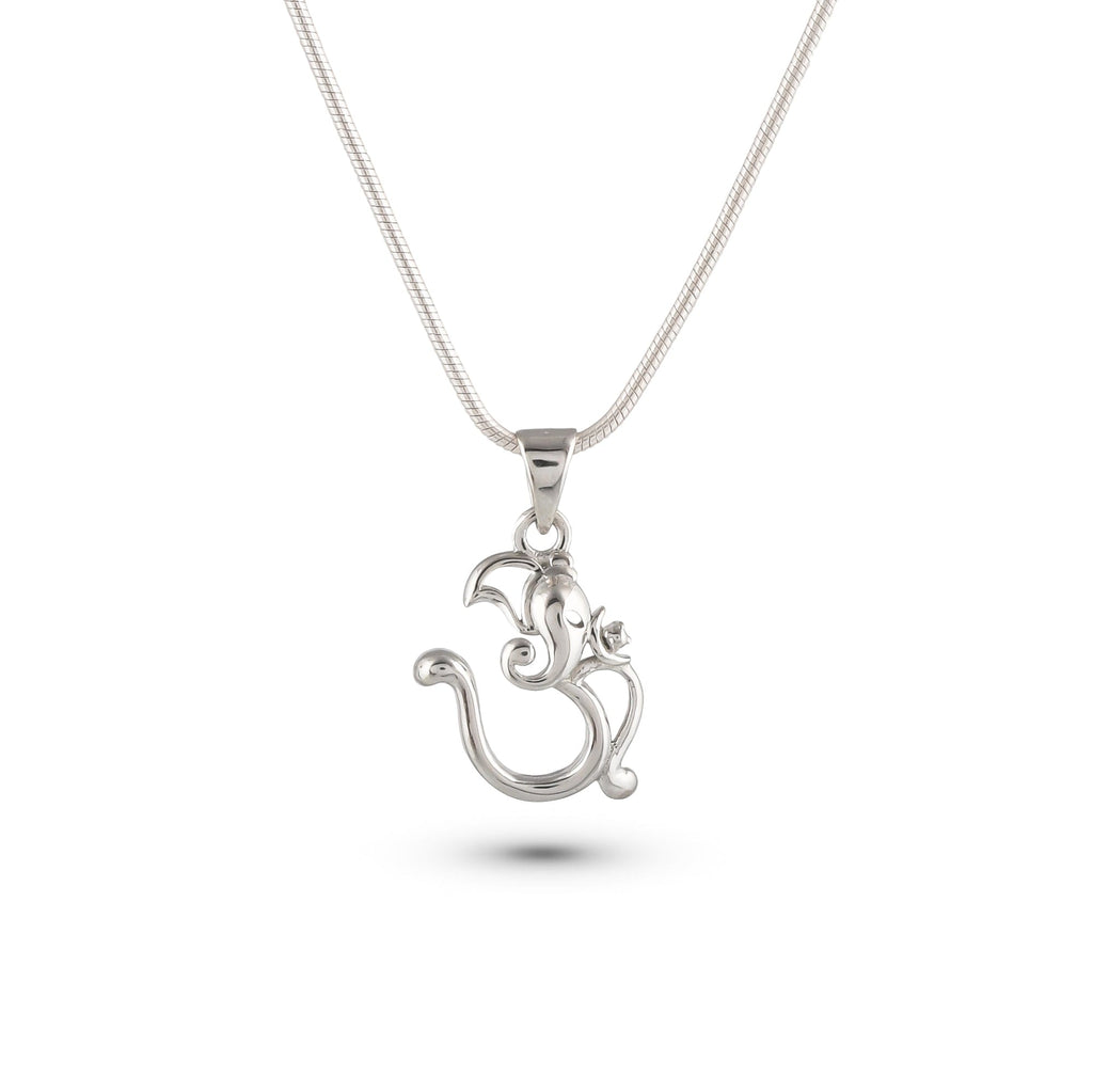 Pure 925 Silver OM Ganesha Pendant with chain unisex