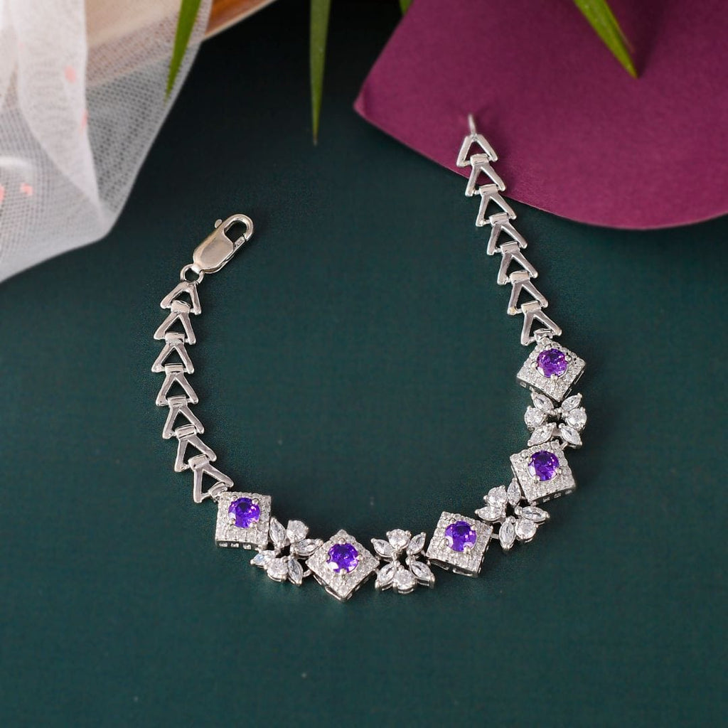 Pure 925 Silver Premium Quality Purple Amethyst Zircon Bracelet
