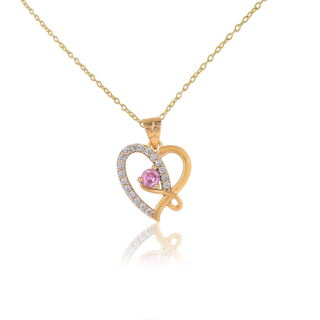 Pure 925 Silver Rose Gold Heart Pendant Gold