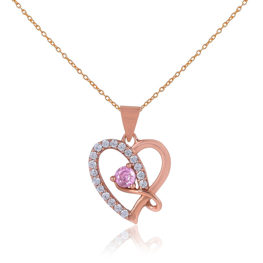 Pure 925 Silver Rose Gold Heart Pendant Rose Gold