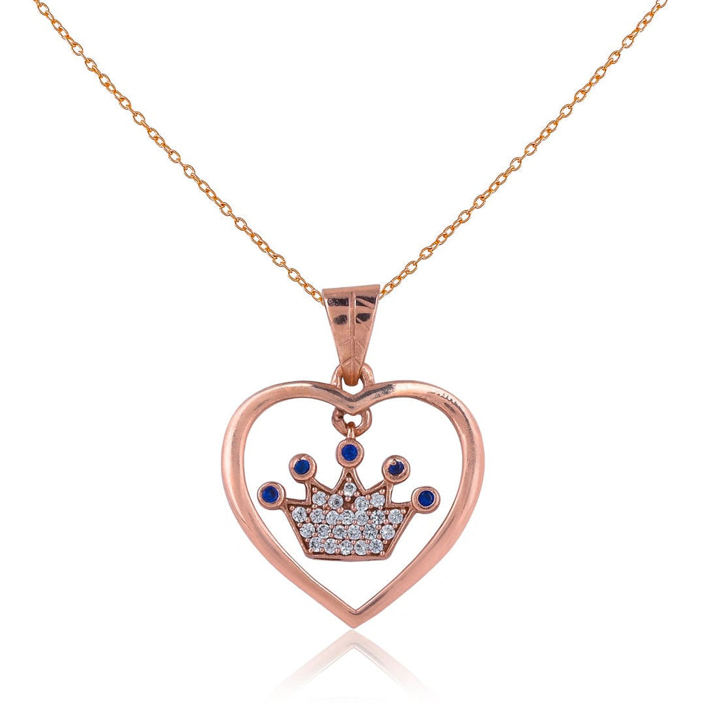 Pure 925 Silver Ruler of Hearts Pendant Rose Gold