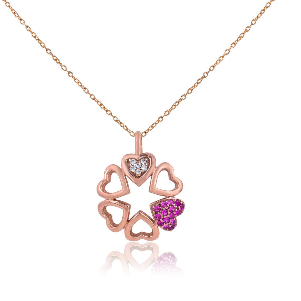 Pure 925 Silver Star of Hearts Pendant Rose Gold