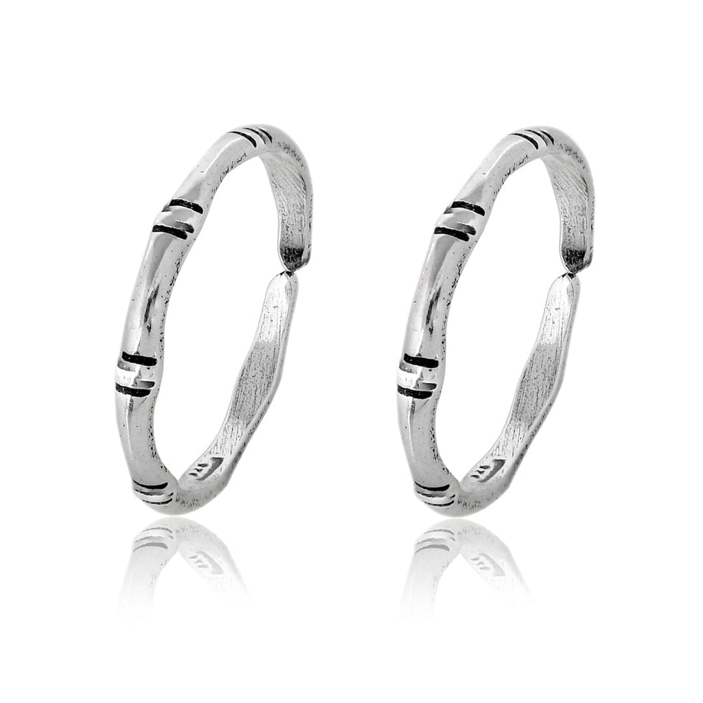 Pure 925 Silver Textured Cut Toe Rings
