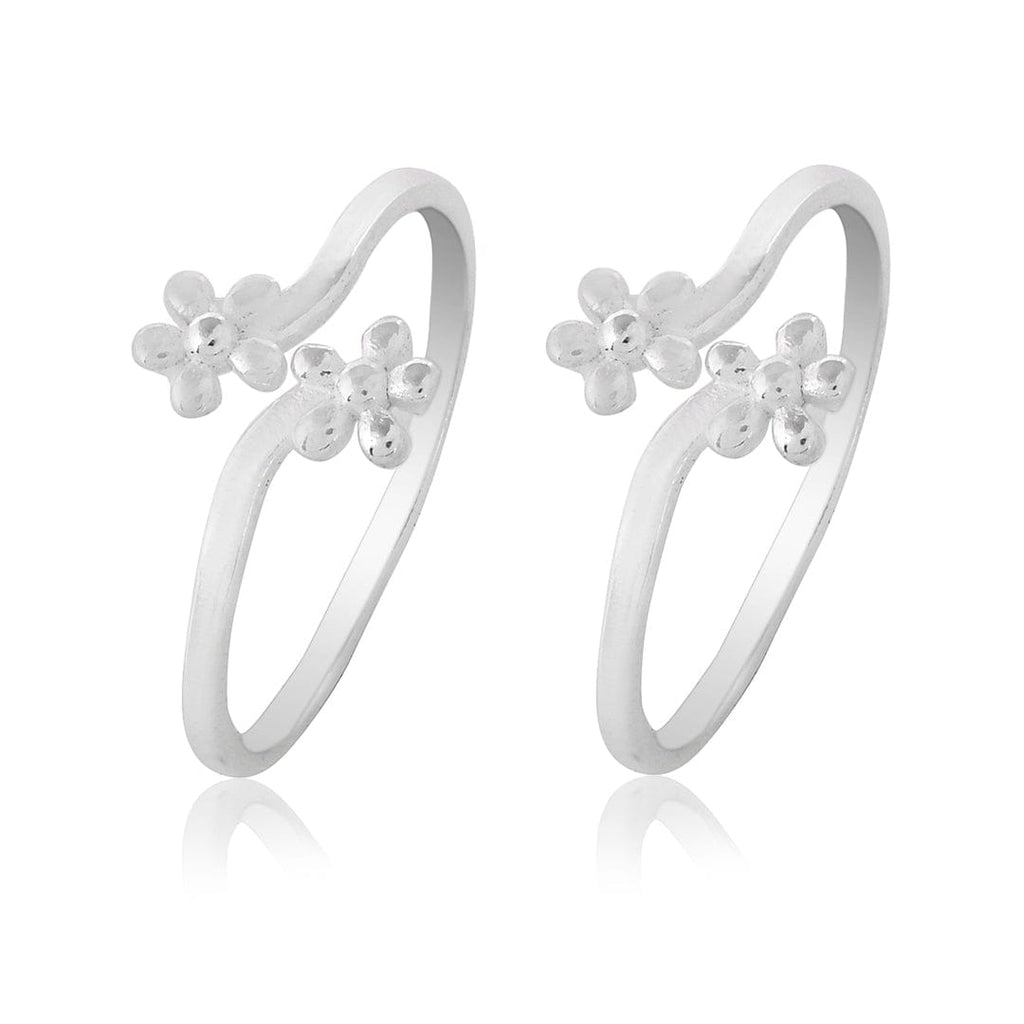Pure 925 Silver Floral Toe Rings
