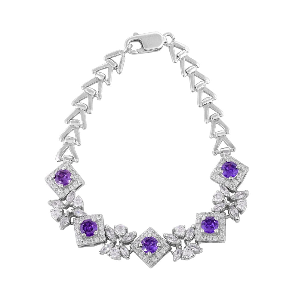 Pure 925 Silver Premium Quality Purple Amethyst Zircon Bracelet