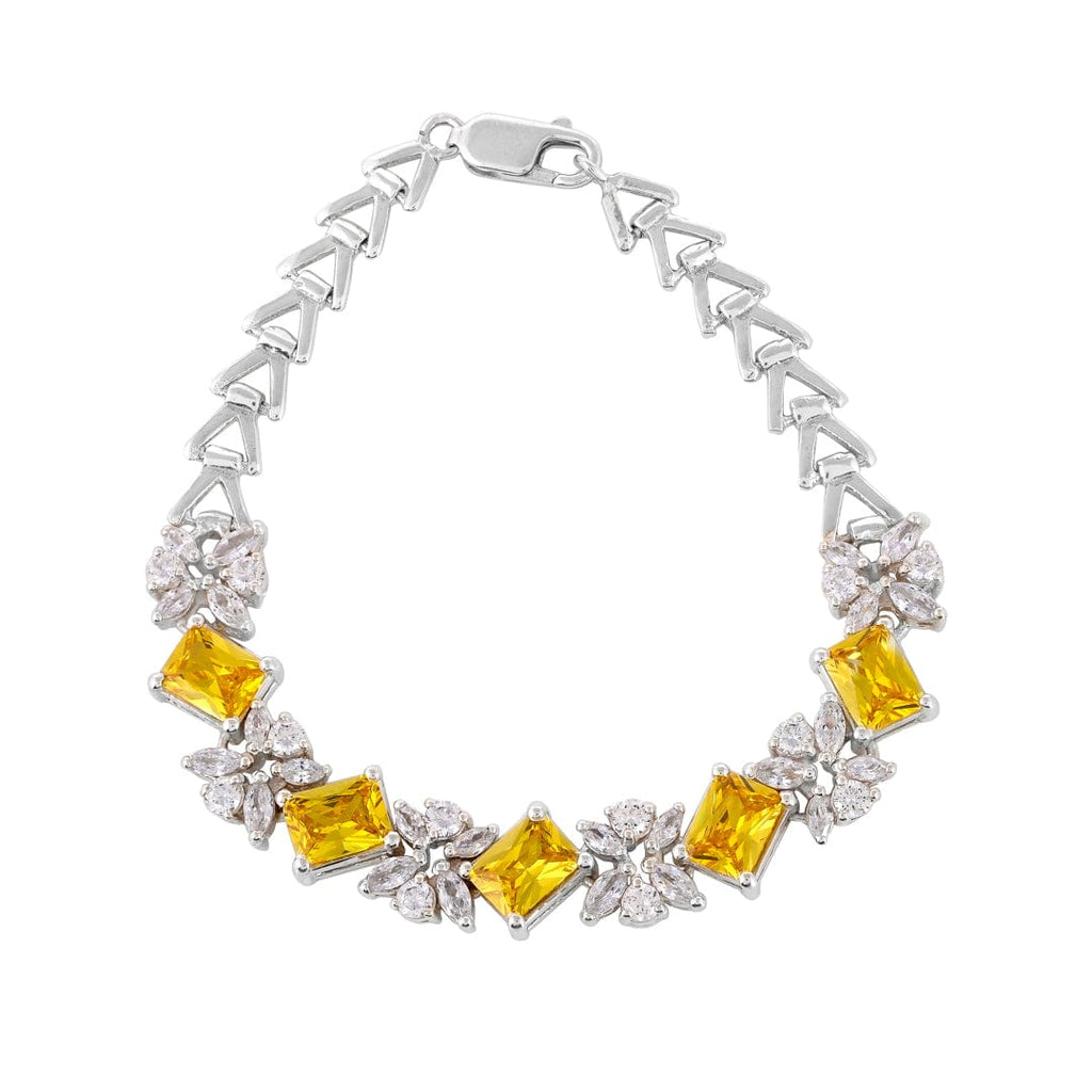 Pure 925 Silver Yellow sapphire Zircon Bracelet