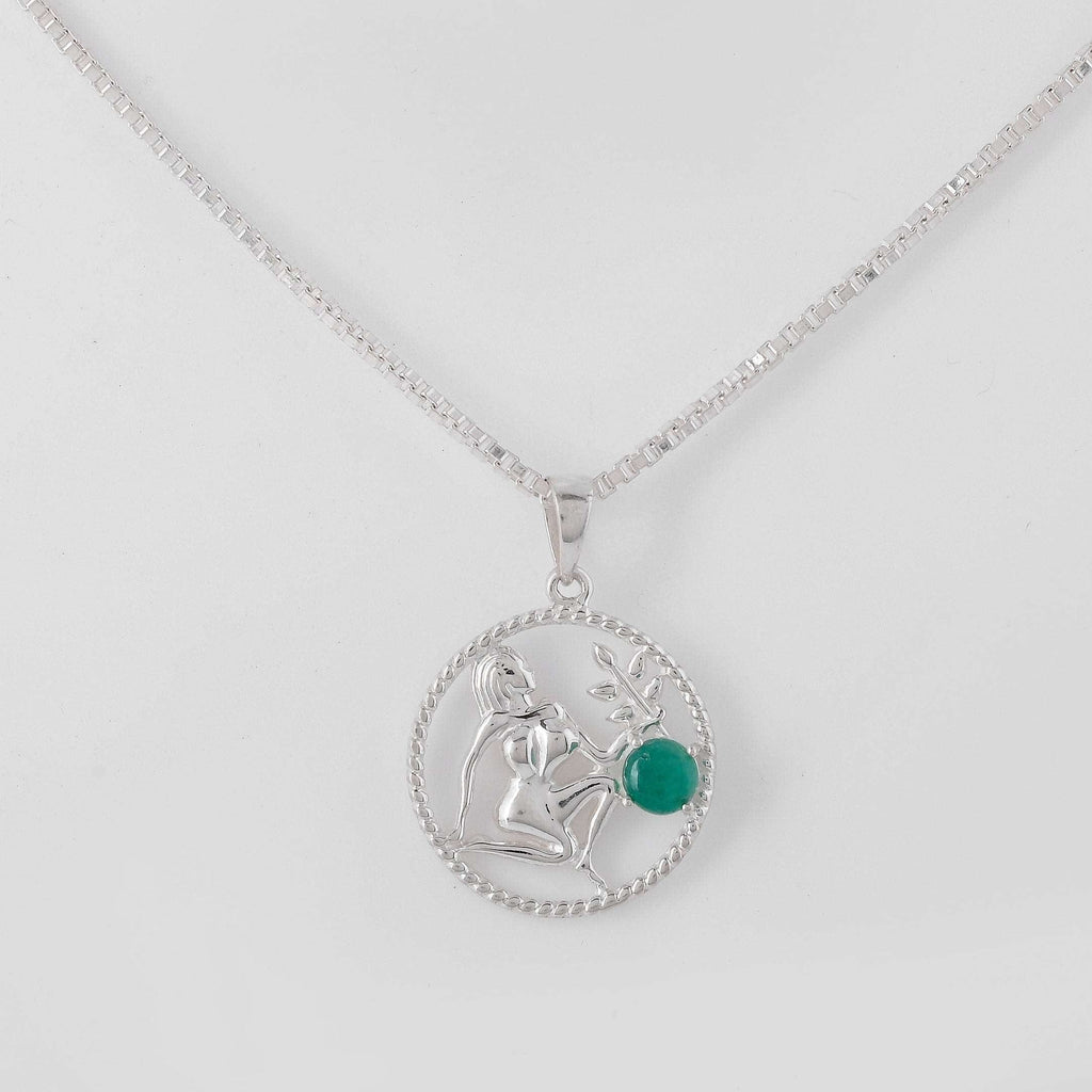 Virgo & Emerald Pure 925 Silver Zodiac Pendant
